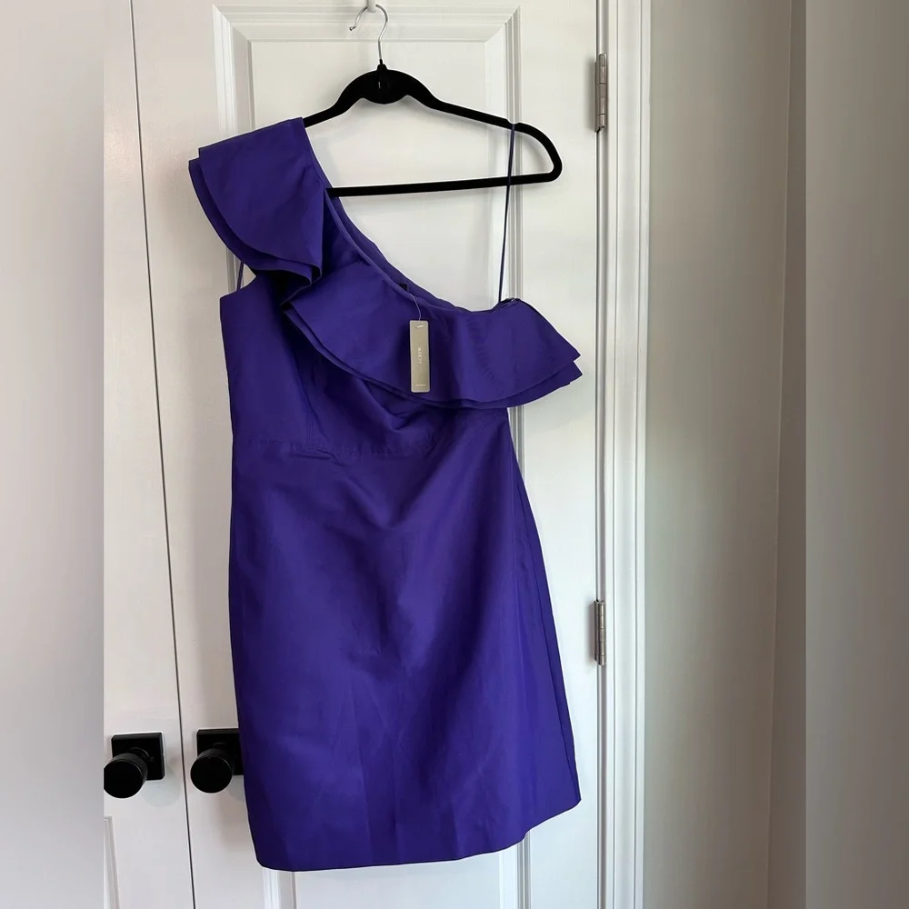 J. Crew Women’s Ruffle One Shoulder Dress Purple NWT Size 8
